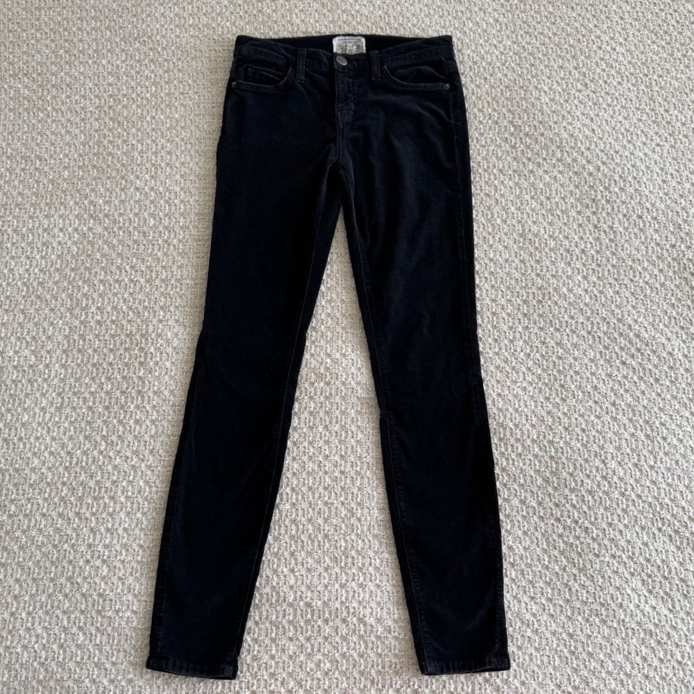 Current/Elliott Revolve Women's Black Velvet The Ankle Skinny Cheville Jeans  26